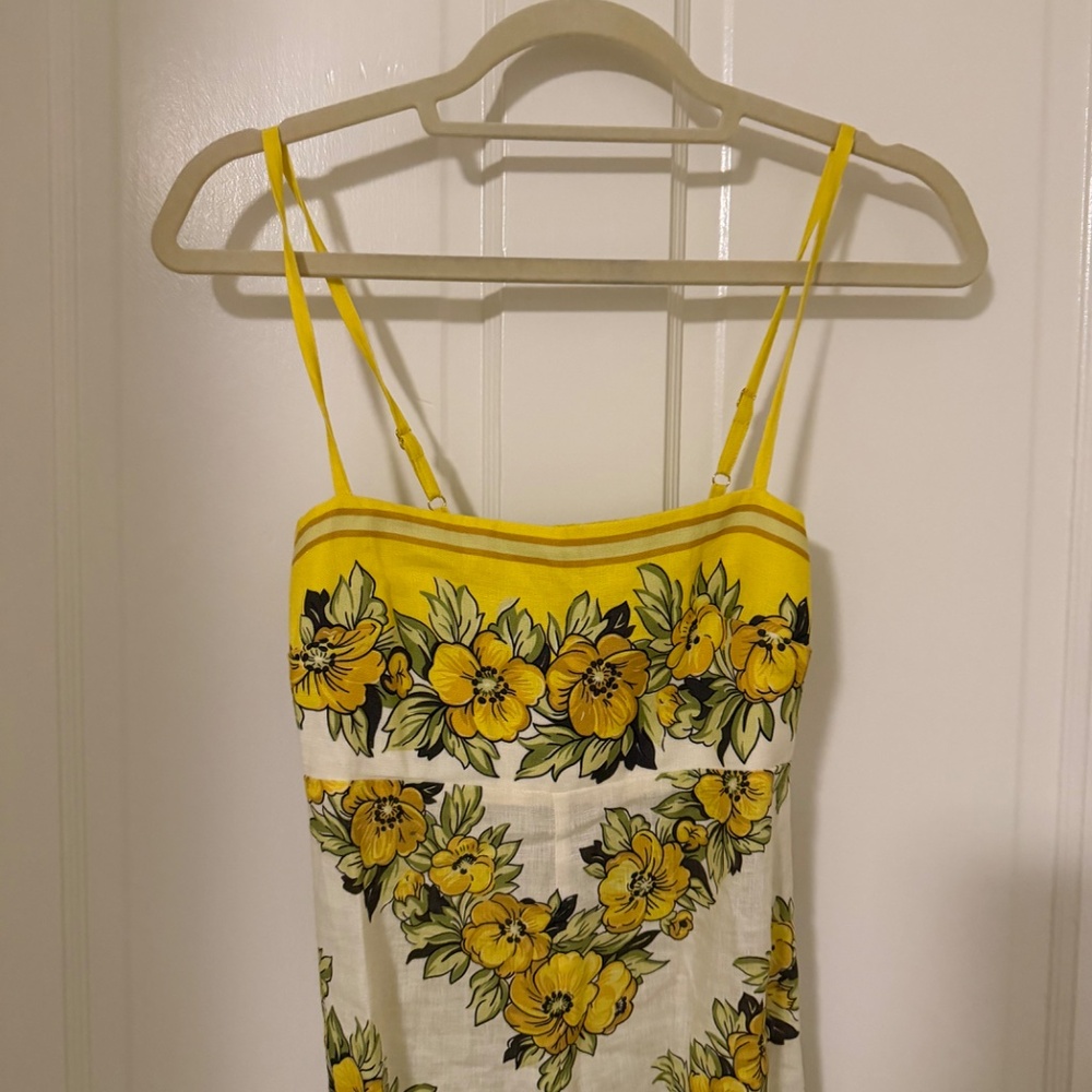 ALEMAIS Gisela Floral Linen Sleeveless Midi Dress Size US 4 - Picture 3 of 4